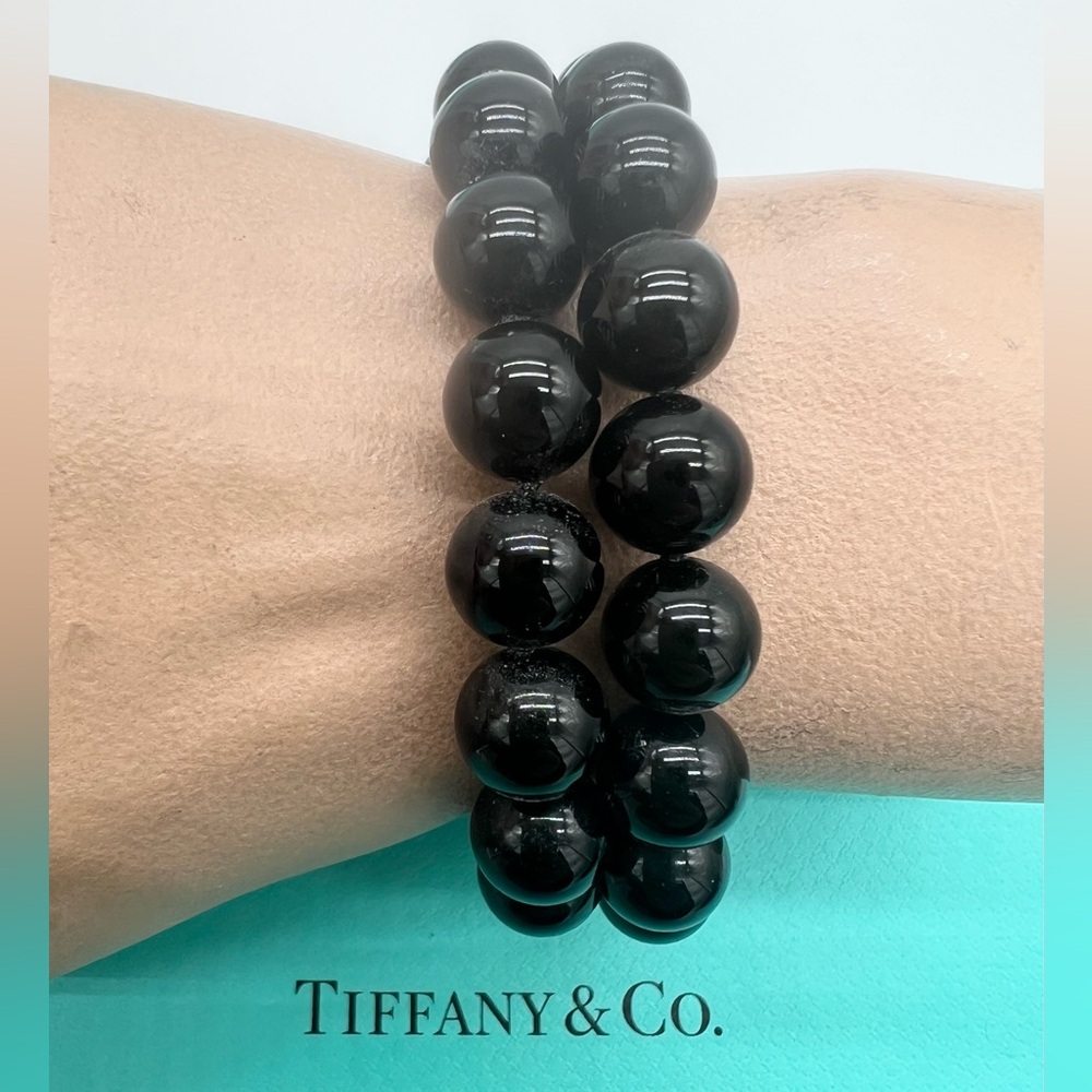 🔴Authentic Tiffany & Co. VINTAGE Sterling Silver Onyx Beads Necklace🔴 - Picture 3 of 8